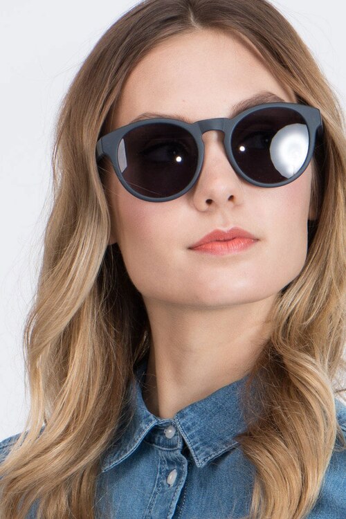 Taylor Matte Navy PlasticSunglass Frames for Women from EyeBuyDirect